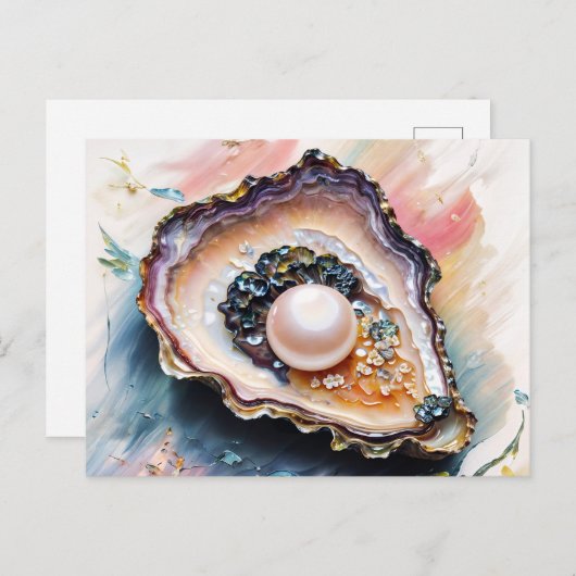 Pearl in Oyster Elegantes Meer Kunst, Dichtung und Postkarte (Vorne/Hinten)