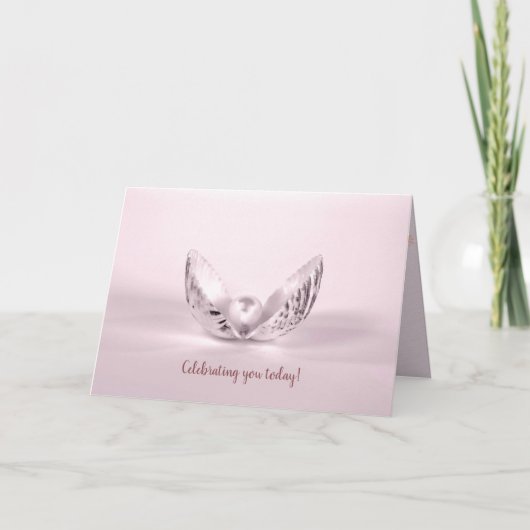 Pearl in seashell birthday karte (Vorderseite)