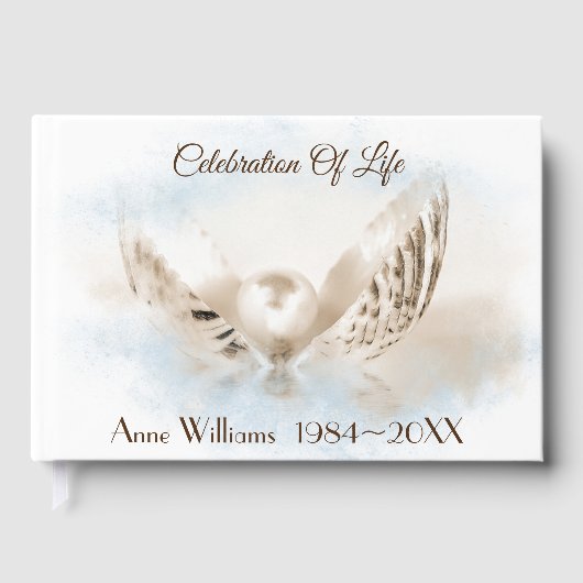 Pearl in Seashell Memorial Service Gästebuch (Vorderseite)