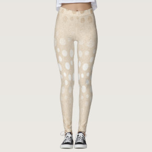 Pearl Ivory Dots Silver Gray Pastel Confetti Glam Leggings