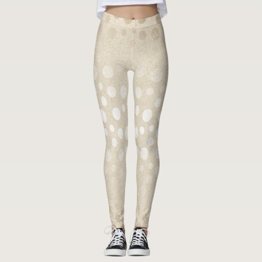 Pearl Ivory Dots Silver Gray Pastel Confetti Glam Leggings (Vorderseite)