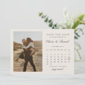 Pearl Ivory Oktober Calendar Foto Save the Date Einladung (Stehend Vorderseite)