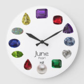 Pearl, June Birthstone Große Wanduhr (Vorderseite)