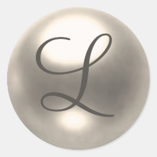 Pearl L monogramm Hochzeitsstift Siegel Runder Aufkleber