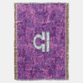 Pearl Libra Zodiac Sign auf Fuchsia Digital Camouf Decke (Vorderseite Vertikal)
