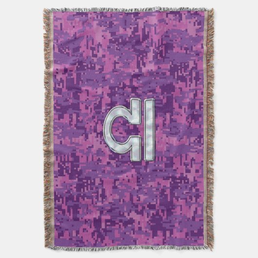 Pearl Libra Zodiac Sign auf Fuchsia Digital Camouf Decke (Vorderseite Vertikal)