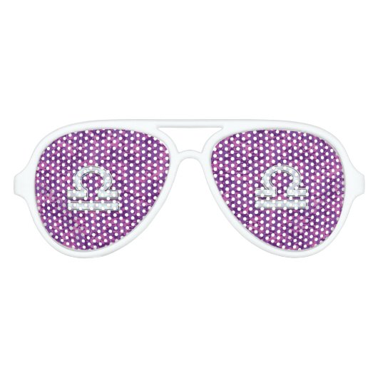 Pearl Libra Zodiac Sign auf Fuchsia Digital Camouf Partybrille (Vorderseite)