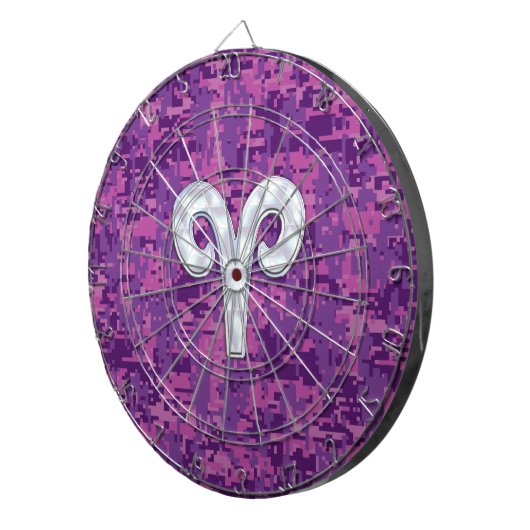 Pearl Like Aries Symbol auf Pink Digital Camouflag Dartscheibe (Vorderseite rechts)