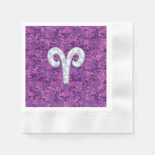 Pearl Like Aries Symbol auf Pink Digital Camouflag Serviette (Vorderseite)