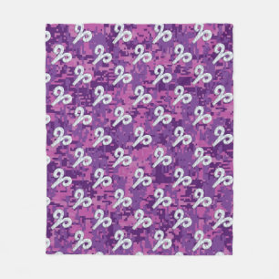 Pearl like Aries Zodiac Sign Pink Camouflage Fleecedecke