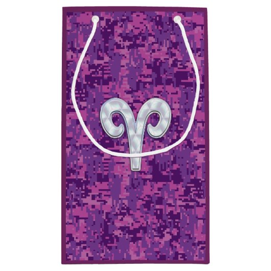 Pearl like Aries Zodiac Sign Pink Camouflage Kleine Geschenktüte (Rückseite)