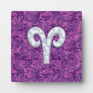Pearl Like Aries Zodiac Symbol Digital Camouflage Fotoplatte