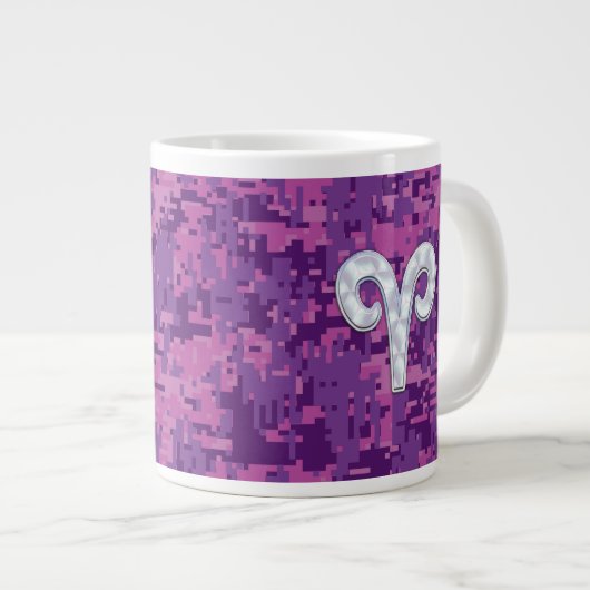 Pearl Like Aries Zodiac Symbol Digital Camouflage Jumbo-Tasse (Vorderseite Rechts)