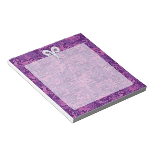 Pearl Like Aries Zodiac Symbol Digital Camouflage Notizblock (angewinkelt)