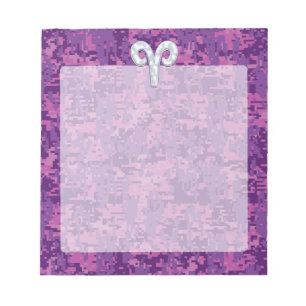 Pearl Like Aries Zodiac Symbol Digital Camouflage Notizblock