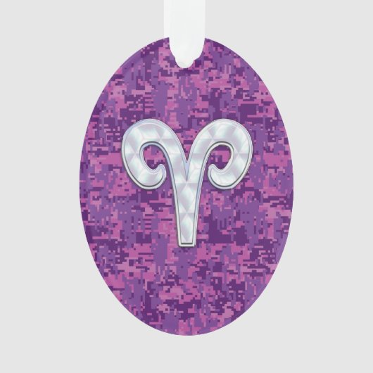 Pearl Like Aries Zodiac Symbol Digital Camouflage Ornament (Vorderseite)