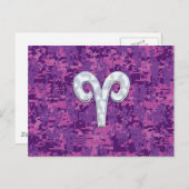 Pearl Like Aries Zodiac Symbol Digital Camouflage Postkarte (Vorne/Hinten)