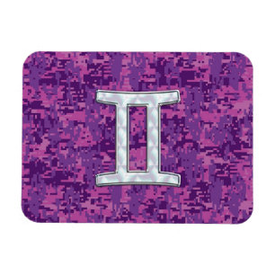 Pearl Like Gemini Zodiac Sign on Digital Camo Magnet