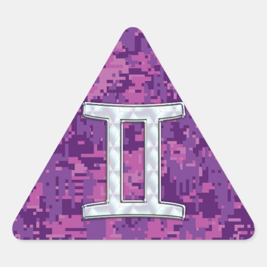 Pearl like Gemini Zodiac Symbol Digital Camouflage Dreieckiger Aufkleber (Vorderseite)