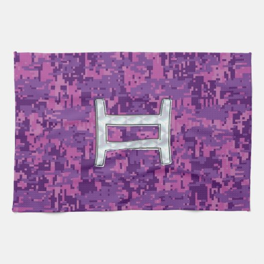 Pearl like Gemini Zodiac Symbol Digital Camouflage Küchentuch (Horizontal)