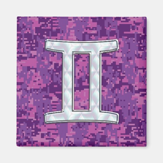 Pearl like Gemini Zodiac Symbol Digital Camouflage Magnet (Vorne)