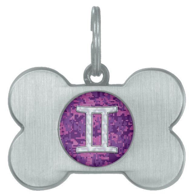 Pearl like Gemini Zodiac Symbol Digital Camouflage Tiermarke (Vorderseite)