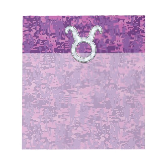 Pearl Like Taurus Zodiac Sign auf Pink Digital Cam Notizblock (Vorderseite)