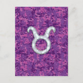 Pearl Like Taurus Zodiac Sign auf Pink Digital Cam Postkarte (Vorderseite)