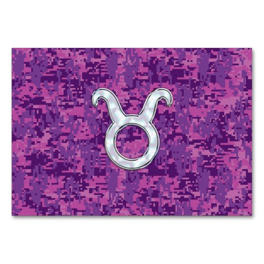 Pearl Like Taurus Zodiac Sign auf Pink Digital Cam Tischnummer (Vorderseite)