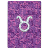 Pearl Like Taurus Zodiac Sign Fuchsia Digitale Cam Klemmbrett (Rückseite)