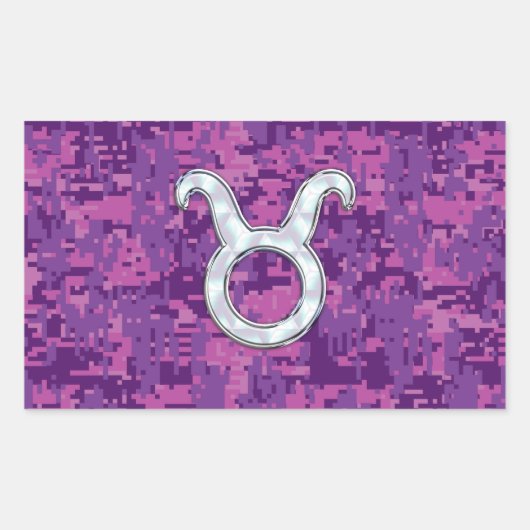 Pearl Like Taurus Zodiac Symbol on Digital Camo Rechteckiger Aufkleber (Vorderseite)