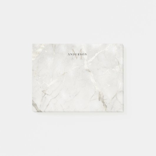 Pearl Marble Masculine Doppelmonogramm Post-it Klebezettel (Vorderseite)