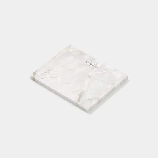 Pearl Marble Masculine Doppelmonogramm Post-it Klebezettel (angewinkelt)