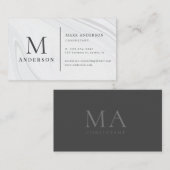Pearl Marble Masculine Double Monogram Visitenkarte (Vorne/Hinten)