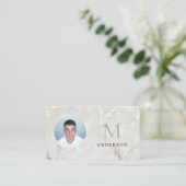 Pearl Marble Masculine Foto qrcode Visitenkarte (Stehend Vorderseite)