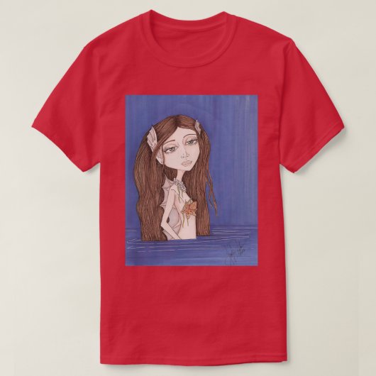 Pearl Mermaid fantasy big eyes art T-Shirt (Design vorne)