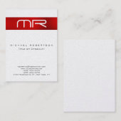 Pearl Modern Monogram Red White Business Card Visitenkarte (Vorne/Hinten)