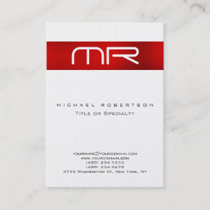 Pearl Modern Monogram Red White Business Card Visitenkarte