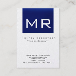 Pearl Monogram Blue Striping Clean Business Card Visitenkarte