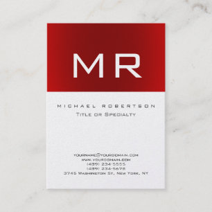 Pearl Monogram Red Striping Clean Business Card Visitenkarte