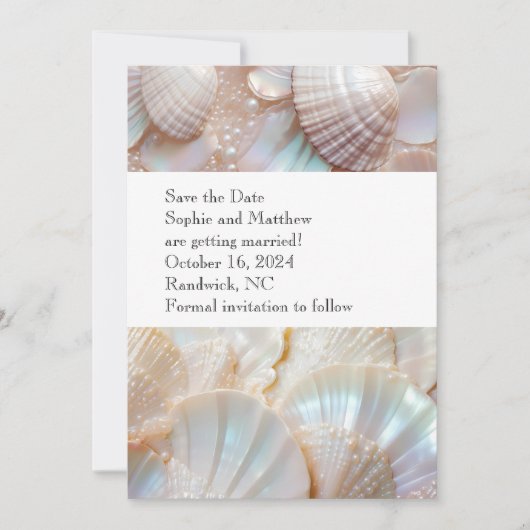 Pearl Muscheln Klassische Elegante Save the Date K Einladung (Vorderseite)