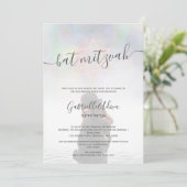 Pearl nacre blush Pink Fledermaus Mitzvah Foto Einladung (Stehend Vorderseite)