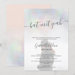 Pearl nacre blush Pink Fledermaus Mitzvah Foto Einladung