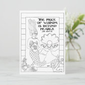 Pearl of Wisdom Mermaid Coloring Postcard (Stehend Vorderseite)