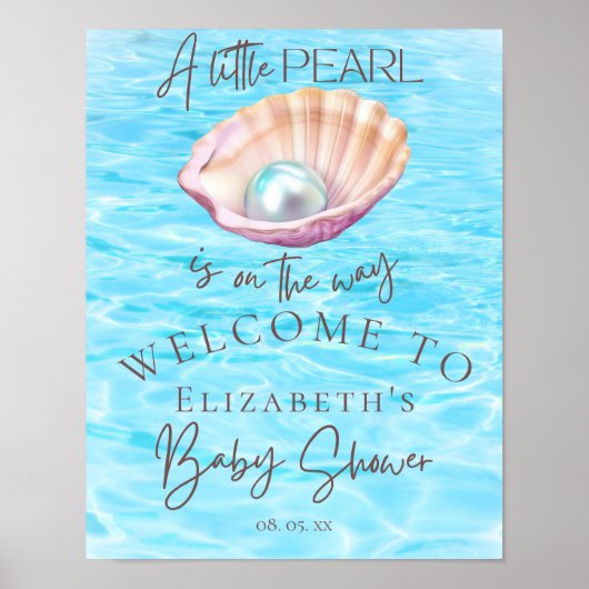 Pearl On Way Seashell Baby Dusche Empfang Poster (Vorne)