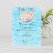 Pearl On Way Seashell Girl Baby Shower Einladung (Stehend Vorderseite)