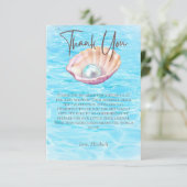 Pearl On Way Seashell Girl Baby Shower Script Dankeskarte (Stehend Vorderseite)