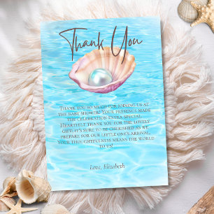 Pearl On Way Seashell Girl Baby Shower Script Dankeskarte