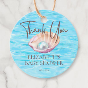 Pearl On Way Seashell Girl Baby Shower Script Geschenkanhänger