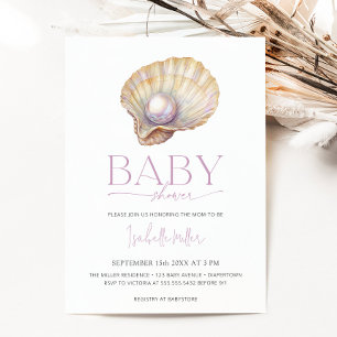 Pearl Oyster Sea Ocean Beach Girl Babydusche Einladung